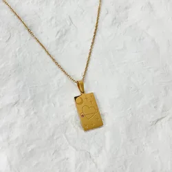 High Quality Stainless Steel Necklace For Women Tarnish Free 18k Gold Plated Engrave Artistic Tarot Pendant Necklace