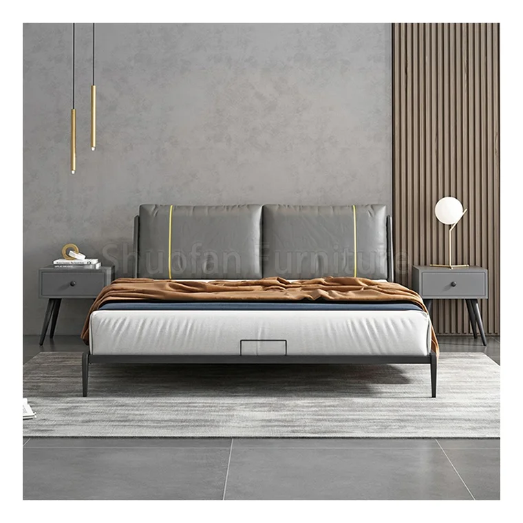 Wholesale Bedroom Furniture Manufacturer Leather Bed Hotel Bedroom Set King Size Queen Bed
