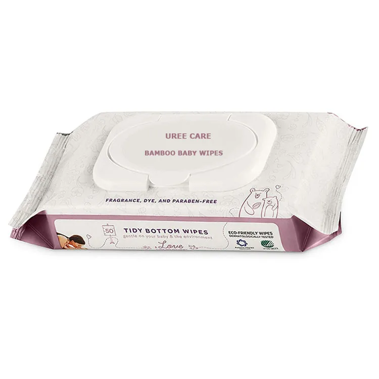 hypoallergenic unscented chemical-free bamboo fiber antibacterial natural biodegradable  organic  baby wipes