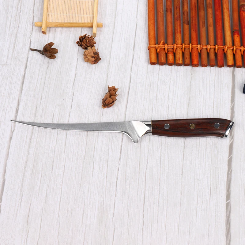 6/8 inch Fish Fillet Knife Forged Japanese 420J2 High Carbon Stainless Steel Sandalwood Handle Boning Knife