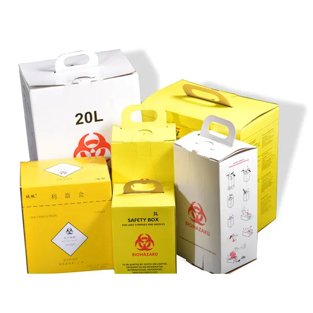 5L 7L 10l Disposable medical safety boxes for hospital carton biohazard sharp container safety box biohazard
