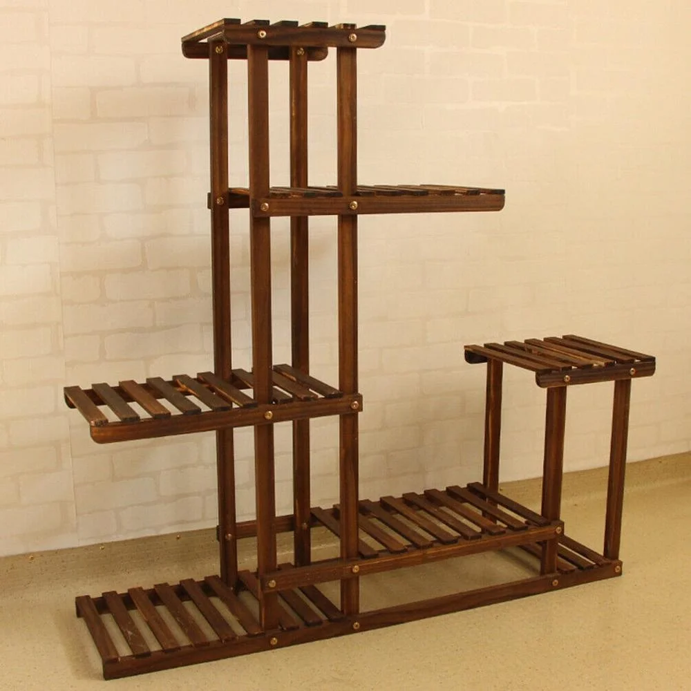 5 Tier Fir Wood Plant Stand Decorative Planter Holder Flower Pot Shelf Rack USA