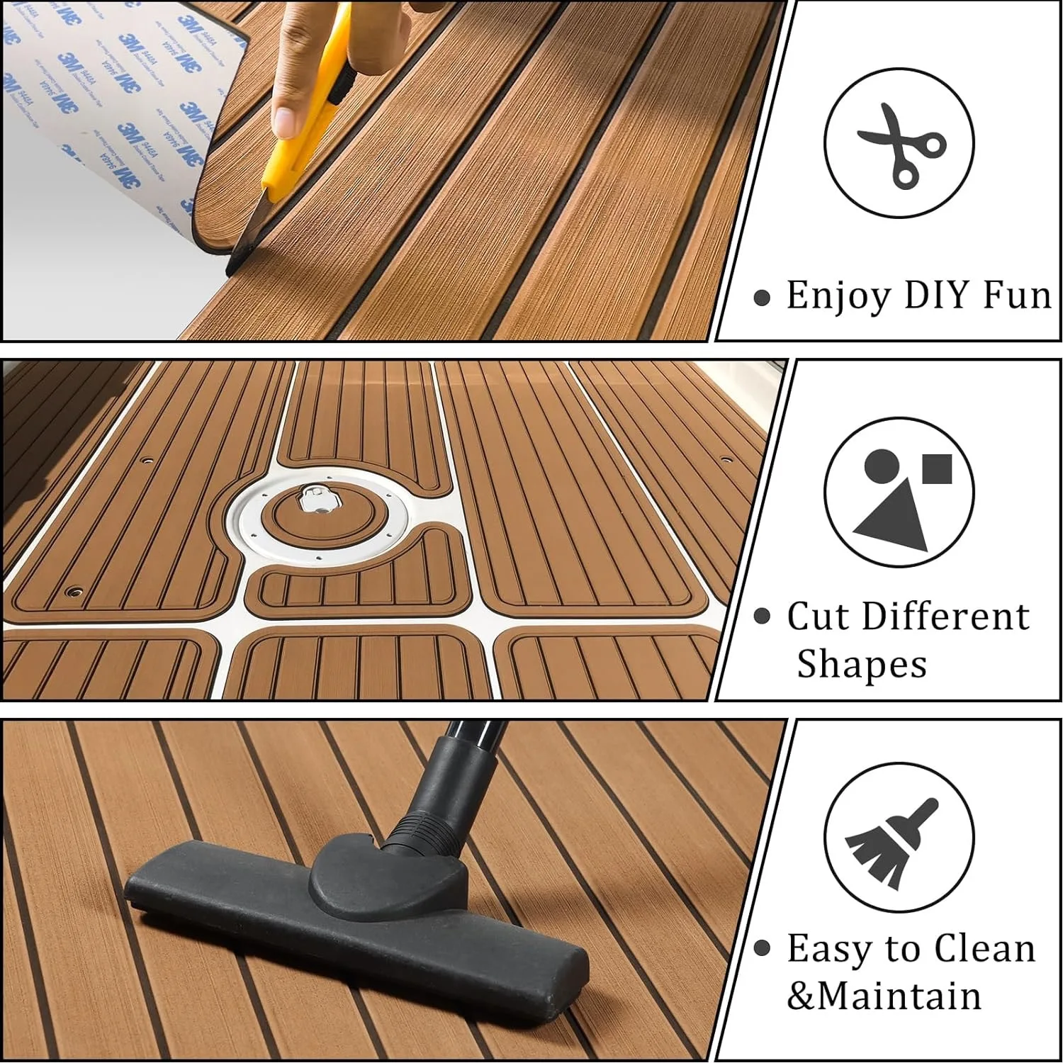 EVA Teak Foam Boat Decking Sheets Modern Design Durable Ultra-light Super Shock Outdoor Use Brushed Technics