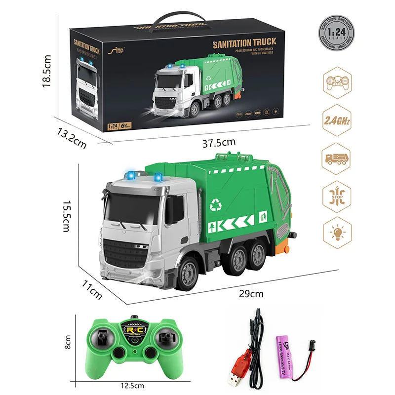 
RC Toy For Kids Remote Control Sanitation Truck Model City Purifier Team Series garbage trucks 