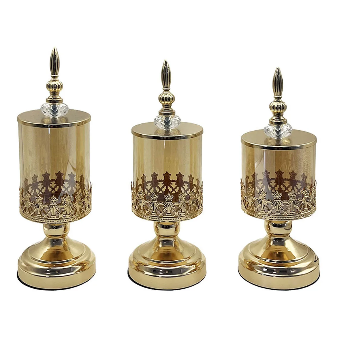 European-style luxury glass container lace fruit candy snack nuts with lid storage jar tabletop vase display