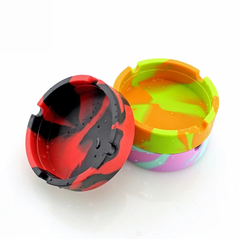 Индивидуальная резиновая силиконовая флуоресцентная мраморная пепельница Бездымная мягкая Экологически чистая карманная круглая небьющаяся пепельница