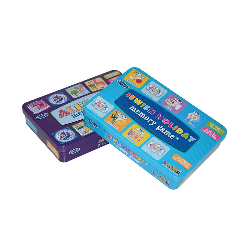 Custom Tin Box Packaging Rectangle Recyclable Kids & Family Board Game Metal Container Fun Toys Gifts Tin Box Travel Game