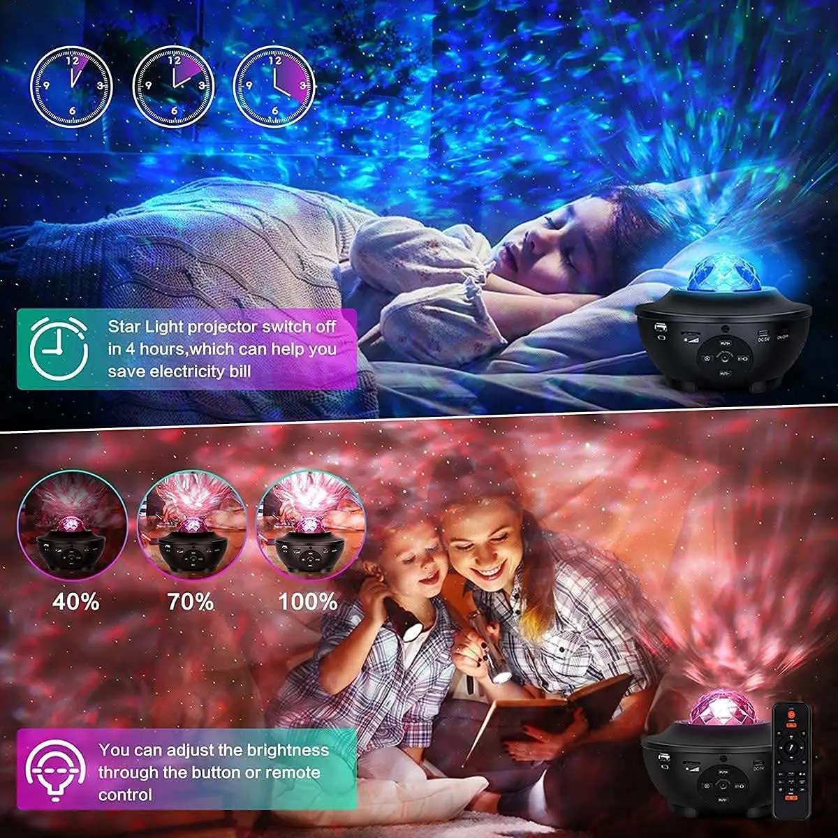 Amazon hotsale USB charge blutooth remotable sky projector light