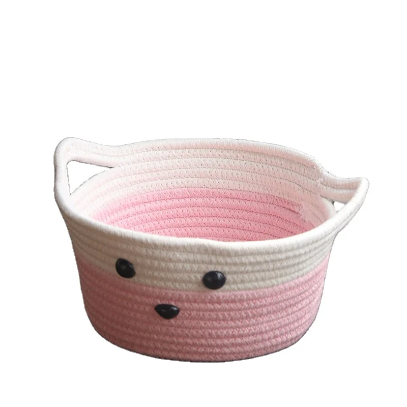 Wholesale Bedroom Dirty Clothes Basket Cotton Rope Storage Basket  Animal designs