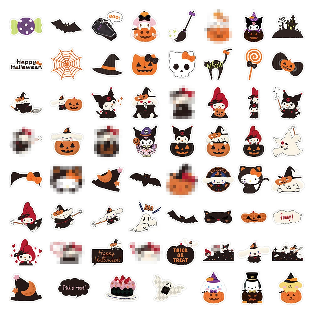 60Pcs Cartoon Halloween Kuromis Melody Graffiti Stickers For Refrigerator Phone Decor Cute Japanese Sticker
