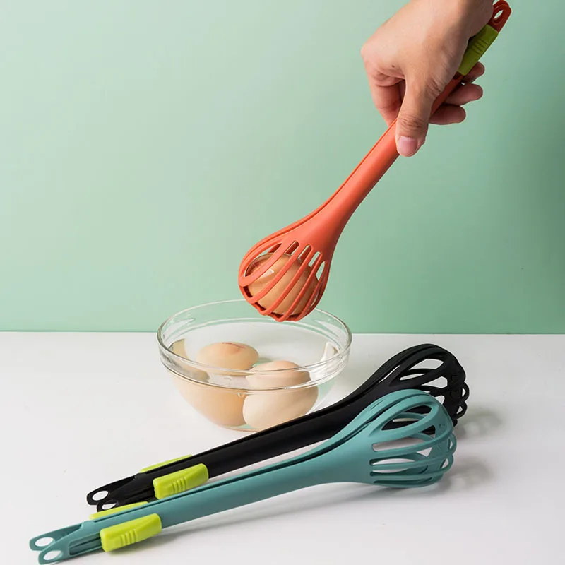 Easy use durable 2 in 1 spaghetti noodle food tongs nylon egg whisk for cream