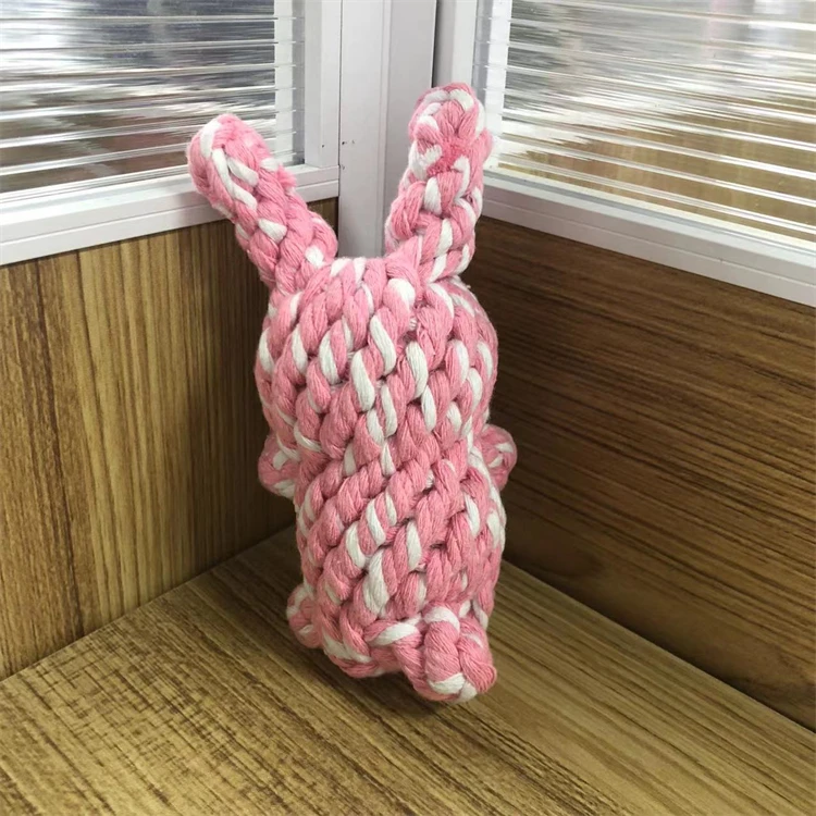 Free Sample Rabbit-Shaped Dog Rope Chew Toy Interactive Puppy Dog Anxiety Relieving Toys