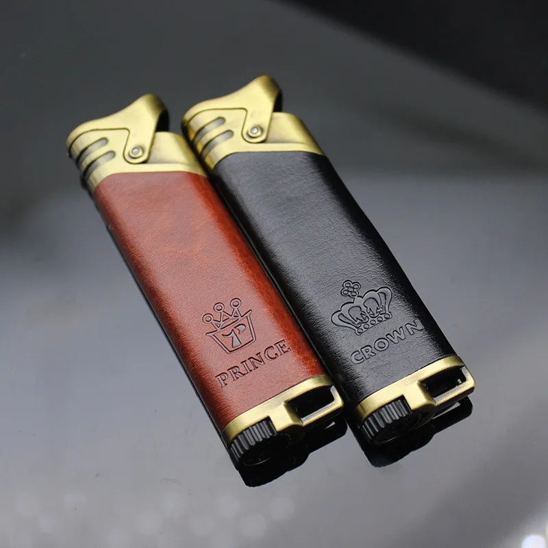Leather cigar lighter windproof gas business crown lighter