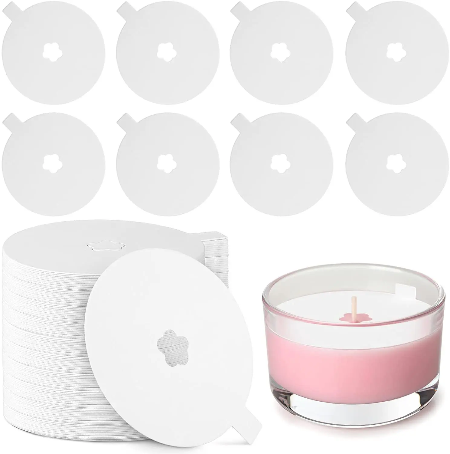 logo printed pull tab kraft paper pad waterproof oil proof candle dust covers custom for candle wick