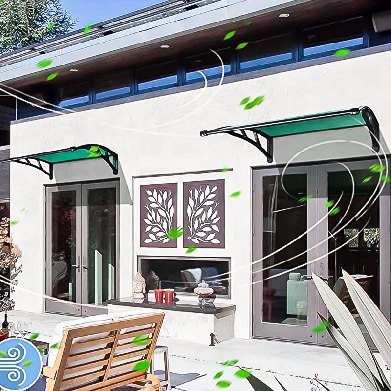 Veranda DIY Window Awning Front Door Canopy Durable Polycarbonate Sheet Strong Supporting   Arms Door Awning
