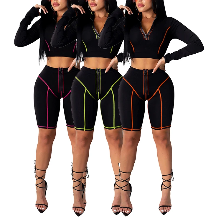 
Eye-Catching Long Sleeve Sexy Short Topd 2 Piece Set Sexy Women Bodycon Rompers Womens Jumpsuits 