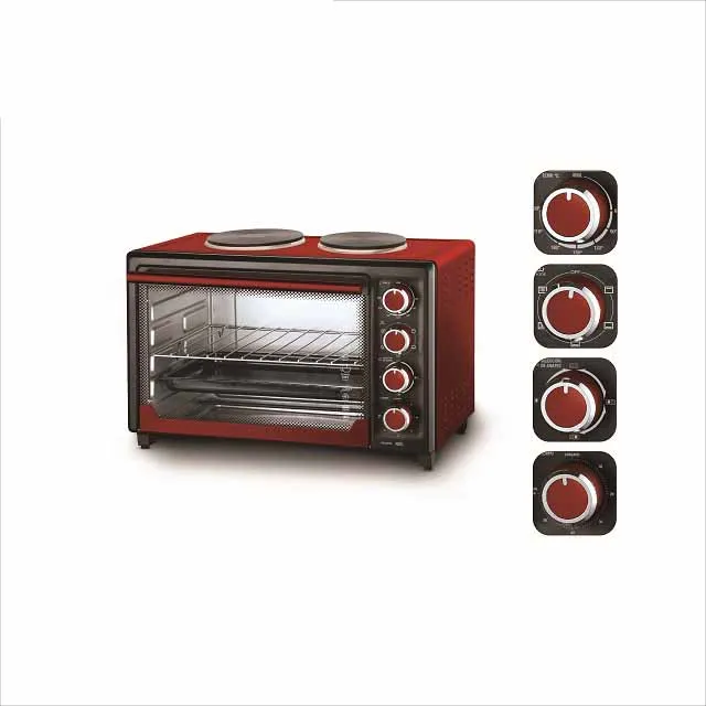 China household electric oven multi purpose electrical baking oven with Rotisserie, convection and two hot plates