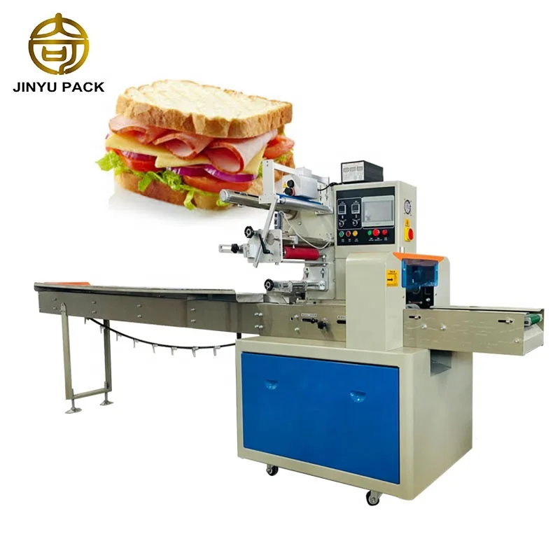 Automatic Plastic Bag Horizontal Pillow Bread Wafer Biscuit Sandwich Machine Connected Flow Packing Machine