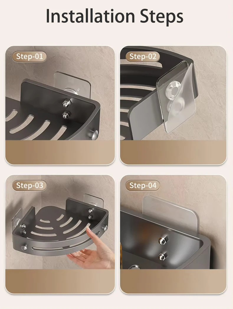 Wall Shelf Set No Punching Corner Rack Bathroom Organizer Plastic Wall Mounted Bathroom Storage Rack
