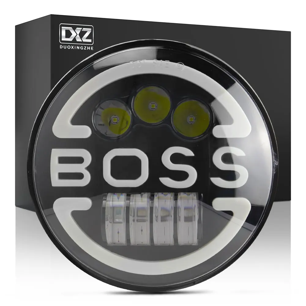 DXZ BOSS высокий низкий пучок желтый указатель поворота DRL 7 дюймов круглые светодиодные фары дальнего света для джип внедорожника в байкерском