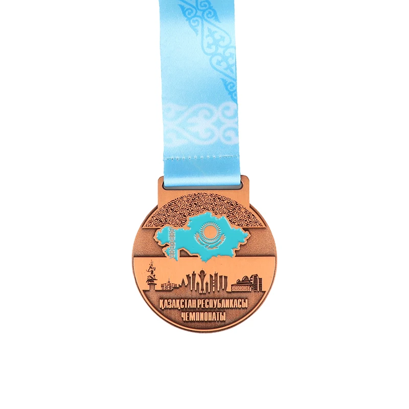 Custom Metal Gold Ribbon Sport Trophies Medals Award Football Run Race Taekwondo Soccer Casting Technique Blank Medals Medales