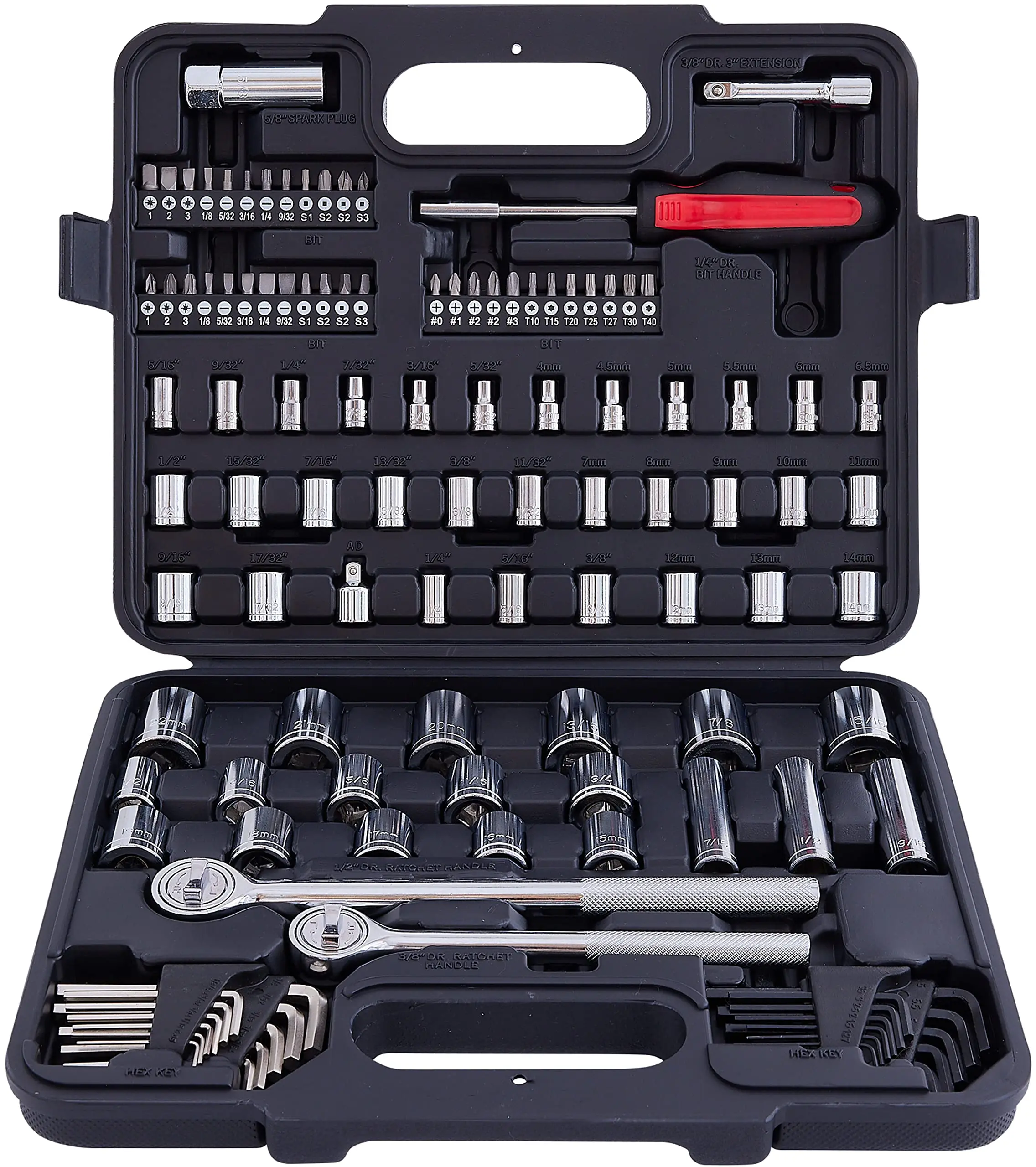 PEXMARTOOLS 120PCS1/4' 3/8' & 1/2' DriveAuto Repair Socket Ratchet Hand Car Repair Spanner Tool Kit Socket Ratchet Set