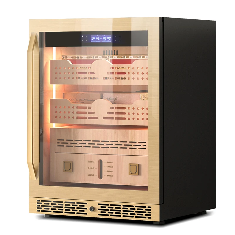 NE-191 Luxury 140L cedar wood liner cigar humidity control defog glass door 500 cigar humidor
