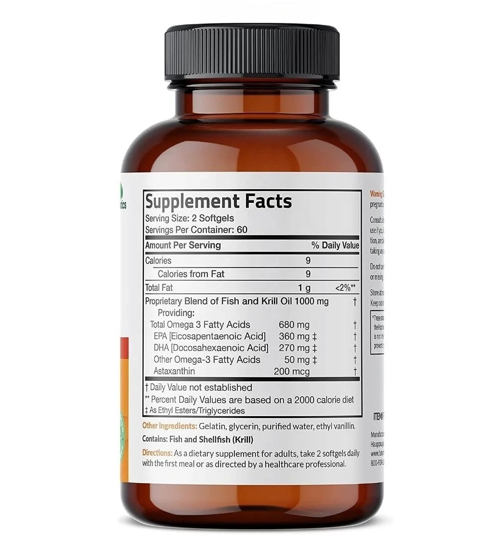 Dietary Supplement Vegan Omega 3 Fish Oil 1500mg High Potency DHA & EPA Omega 3 Supplement Softgel Capsule