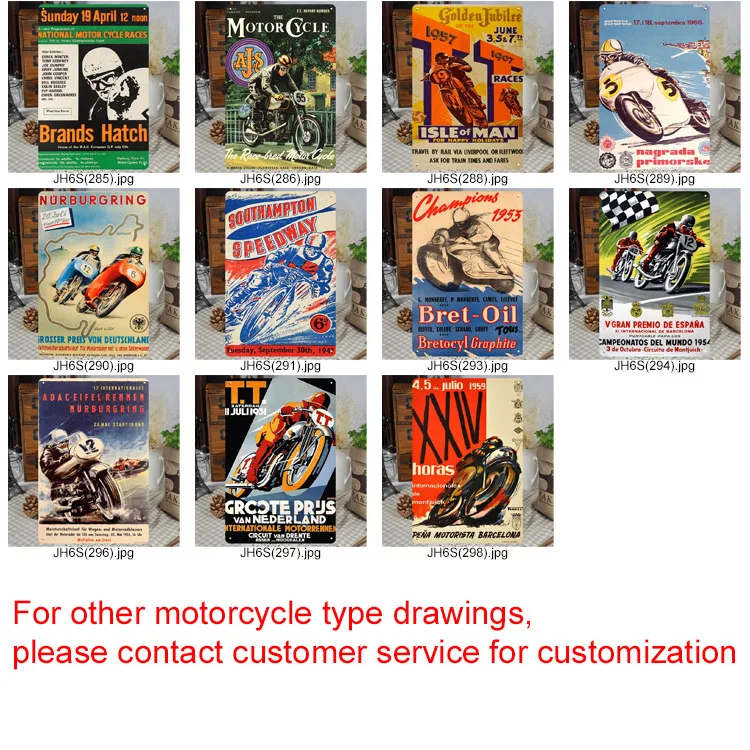 Vintage Racing Metal Poster Motor Garage Wall Decor Classic Motorcycle 20x30cm Tin Sign Motor Metal Sign Club Bar Pub Decor
