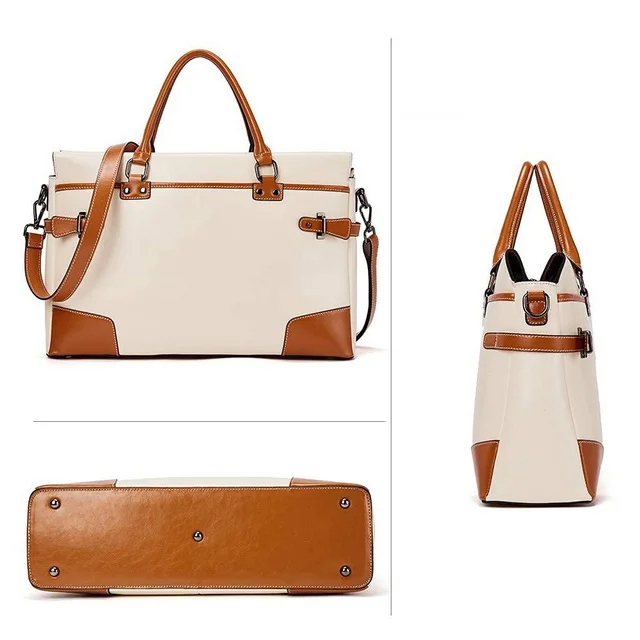 genuine leather briefcase office women handbags large capacity business laptop ladies hand bags shoulder bag