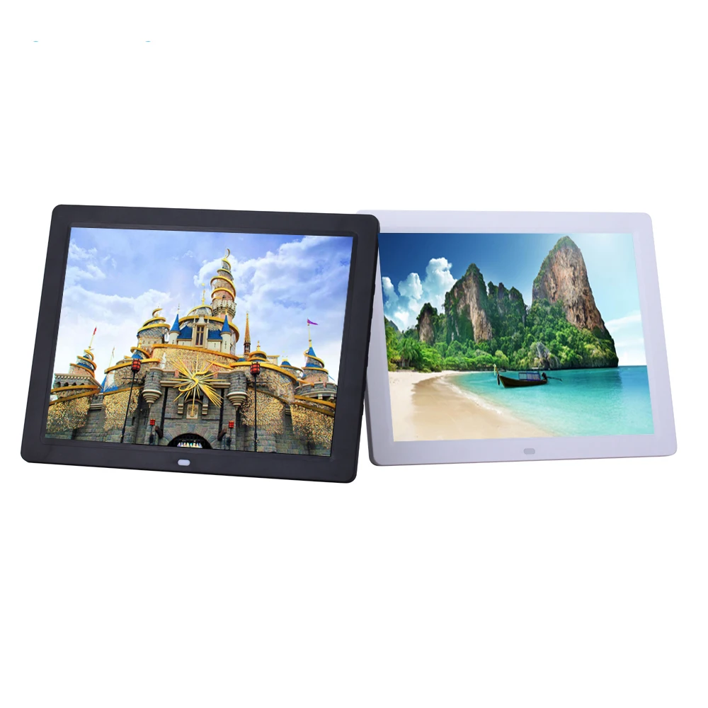 12-inch square screen high decoding digital photo frame, supports all video and picture formats.