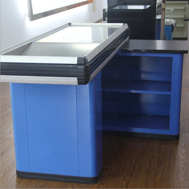 Supermarket equipment checkout counter cashier register for retail stores customized design for sale