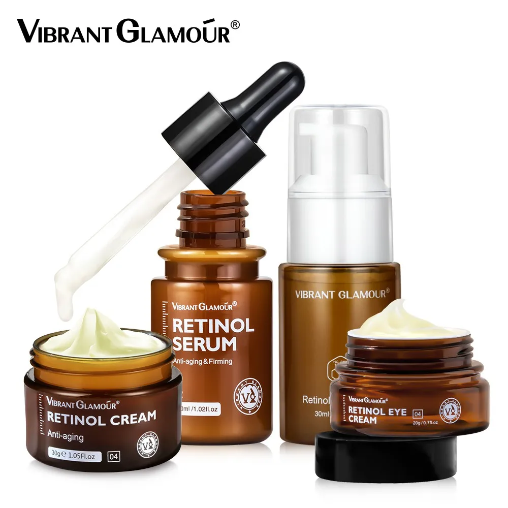 VIBRANT GLAMOUR Retinol Sets Face Cream+Facial Serum+Eye Serum+Eye Cream Retinol VA Anti Aging Whitening Renewing Skin H