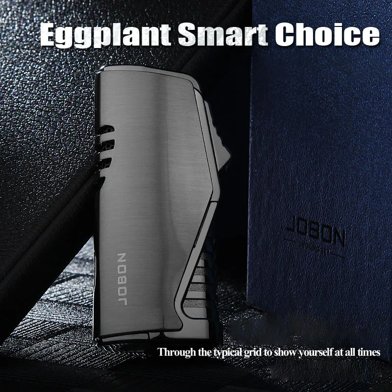 JOBON Cigar Cigarette Customized Jet Triple Blue Flame Gas Butane Refillable Metal Smoke Custom Logo Torch Lighter