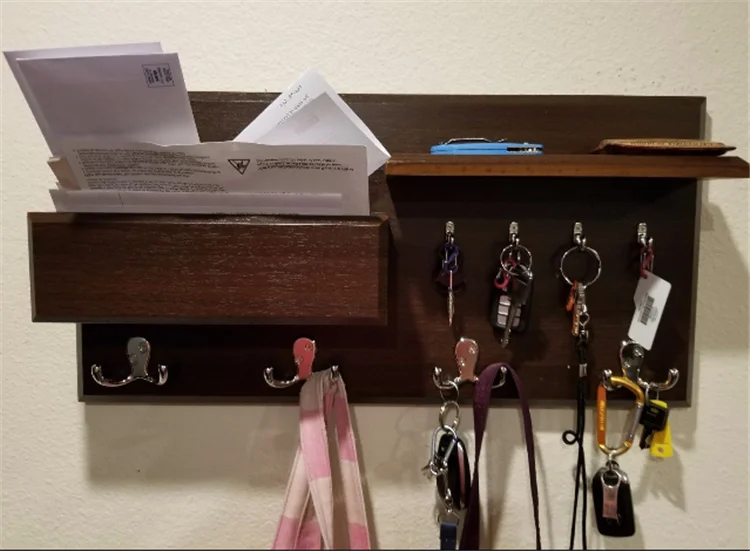 
Entryway coat rack and key holder comes 4 key hooks wood wall hook peg 