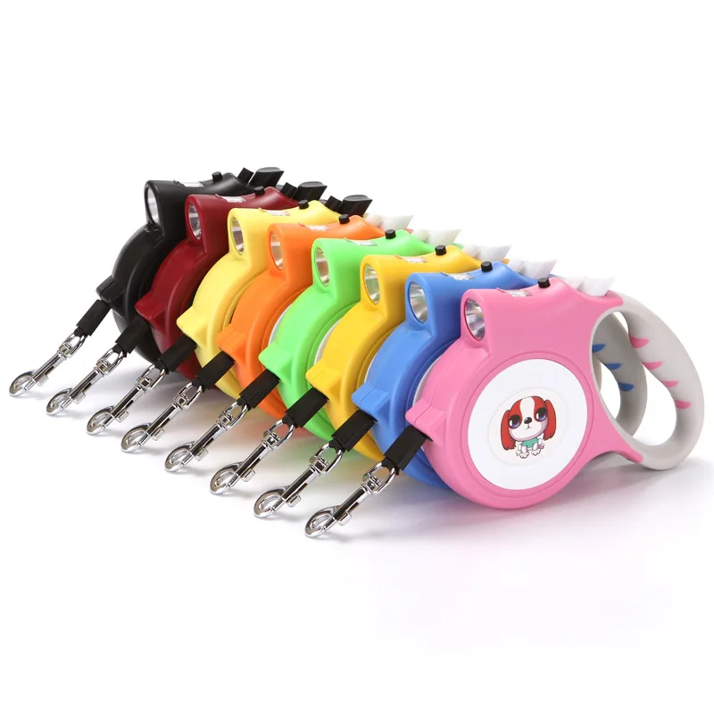 Automatic Extendable Pets Accessories Led Lighted Retractable Nylon Dog Lead Leash