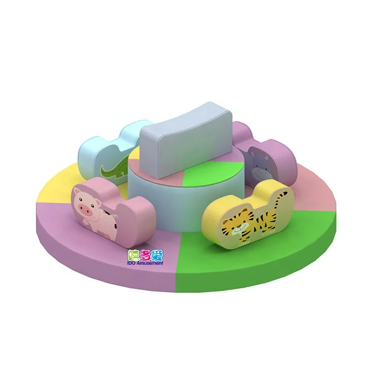 Rotating Indoor Playground Animal Toys Soft Play Carousel Equipment