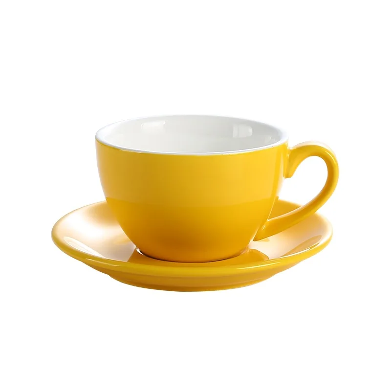 Popular Modern Espresso cup with saucer Cappuccino Latte cups in custom colors/logo for coffee shops