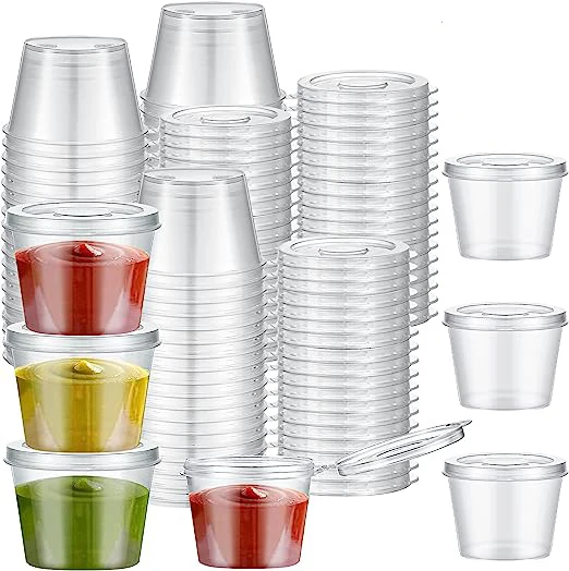 one-piece 2oz butter packaging biodegradable portion container round disposable pp plastic sauce cup with lid taste cup