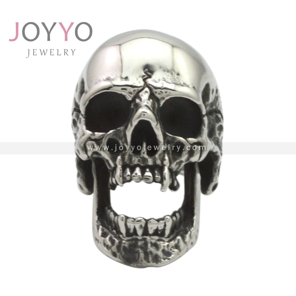 Latest Design Trending Product Hollow Back Gothic Skull Ring Silver Stainless Steel Ring Jewelry for Men