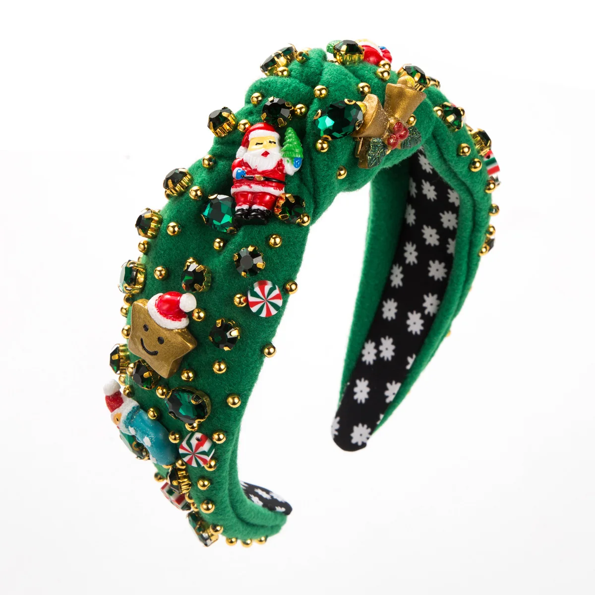 Women Headband Christmas Fabric Elastic Hair Band For Holiday Party