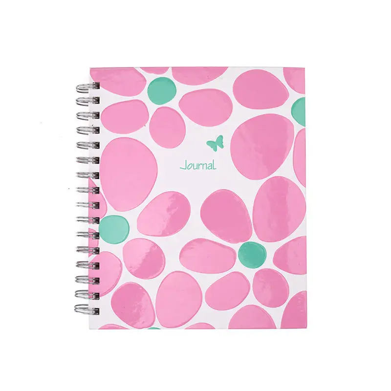 Office Supplier A5 Fashion Cute Stationery Flower Uv Coating Journal Spiral Hardcover Customized journals notebook