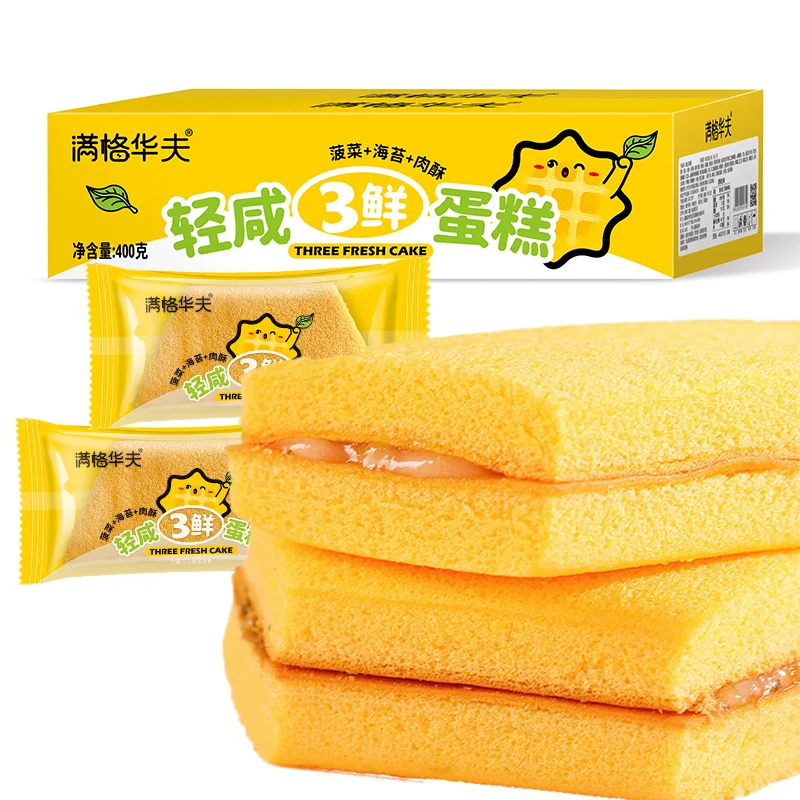 Hot Selling 400g Delicious Milk Bread Wholesale Leisure Snacks Fresh Light Salty Flavored 3 Fresh Cake