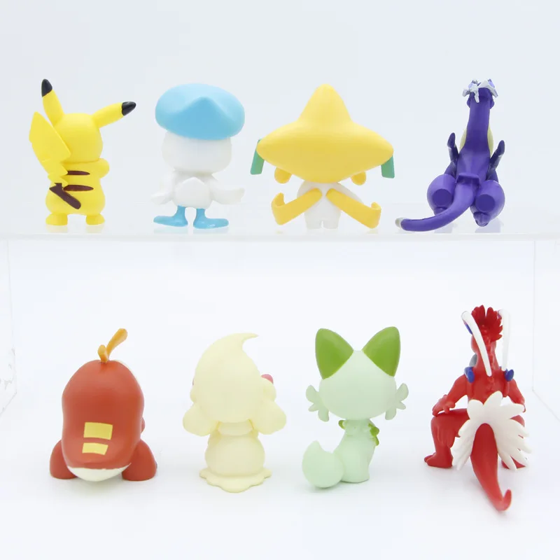 Wholesale 8pcs/set Anime Pokemoned Go Pikachu Figure Gacha Doll Birthday Gift Cake Topper