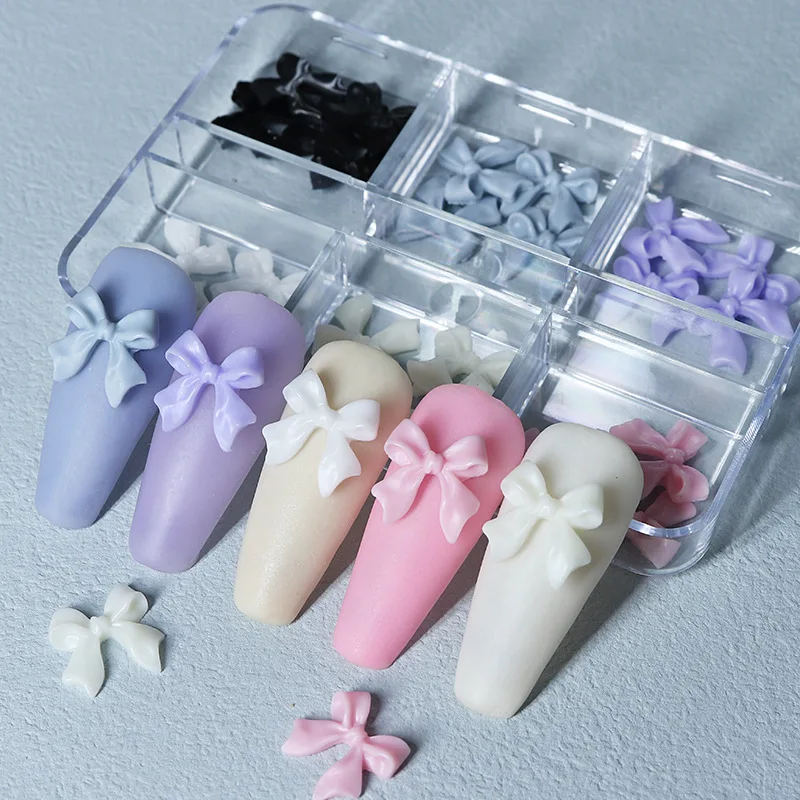 Black White Pink Violet Colorful Ribbon Bow Japanese Korean Jewelry Accessories Press On Nail Charms