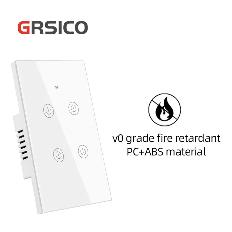 Modern Light BLE+WIFI 4 gang Light Wall touch Switch Cooperation with  alexa voice support Google Assistant