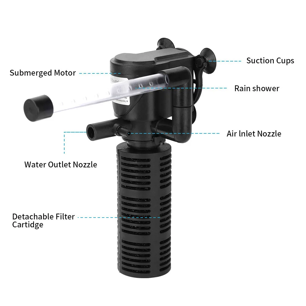Mini 3-in-1 Rain Shower Aquarium Filter Adjustable Pump Noise Reduction Design Built-in Filter Pump Plastic Small Fish Water Use