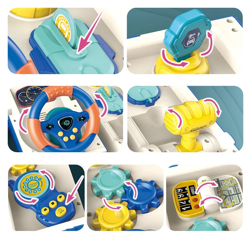 2 in 1 Transform Kids Early Education Driving Toys Steering Wheel Sound Light Toddler Activity Center Bus Car Toy