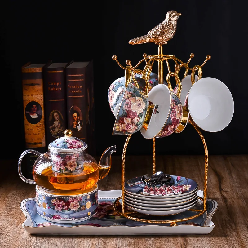 European gold painted bone china coffee cup and saucer set British ceramic tea cup afternoon tea set Black Tea pot