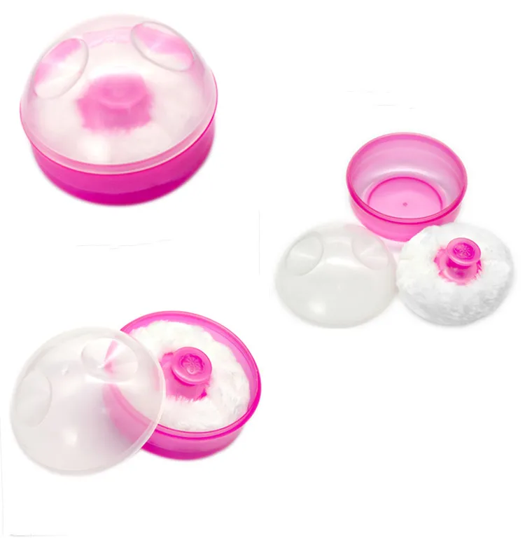 plastic box packing soft baby powder puff baby body care powder puff with container